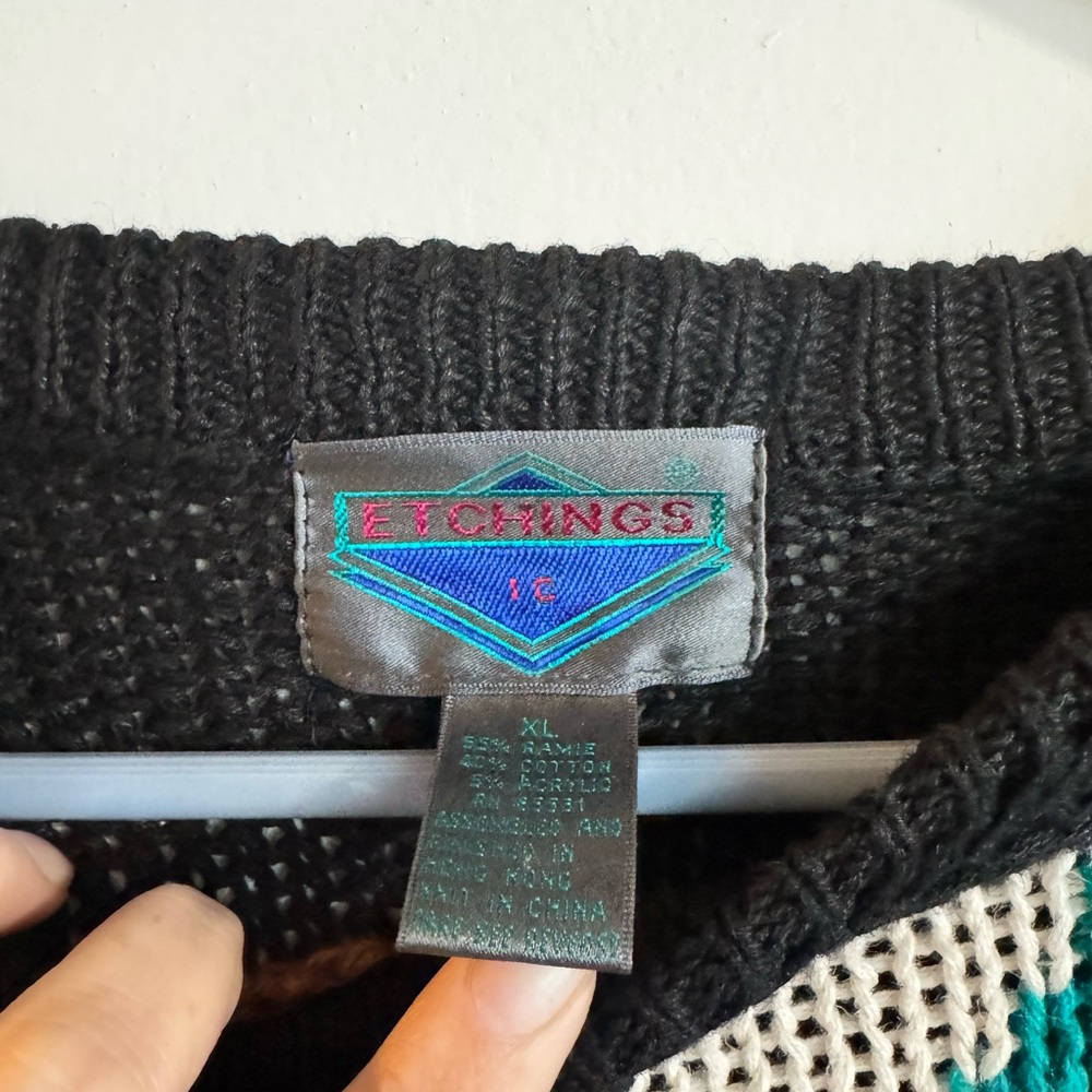 Vintage Etchings Patchwork Crew Neck Sweater - image 4